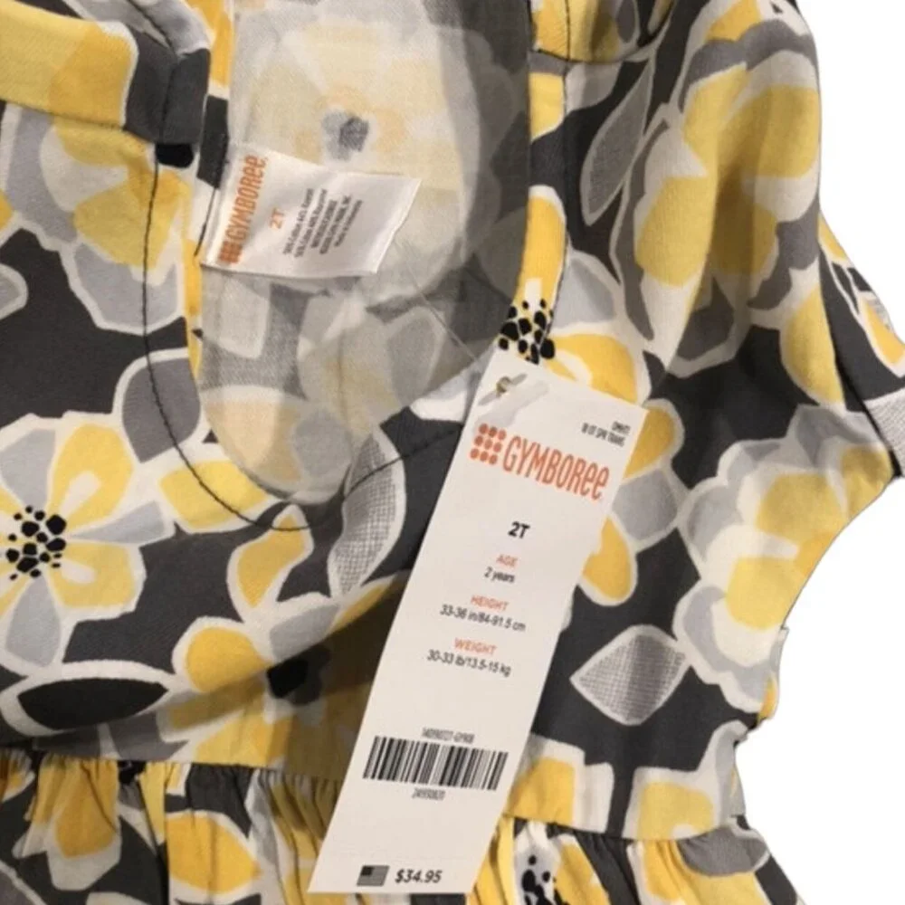 NEW Gymboree 2T Yellow & Grey Floral Dress